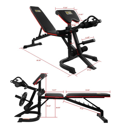 Fitvids Adjustable Weight Bench, Workout Bench for Home Gym, Adjustable 6 Position Utility Bench with Leg Extension and Preacher Pad, Leg Extension and Curl Machine, Multiple Styles
