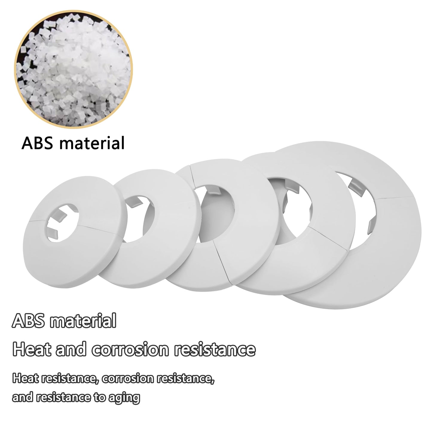 INDPROD 1 Piece 1.26 In/32mm Wall Split Flange, ABS Plastic Round Escutcheon Plate, Buckle Design Plumbing Cover Plates, Drain Pipe Line Cover Radiator Pipe Collar for Water Pipe Faucet Decor, White