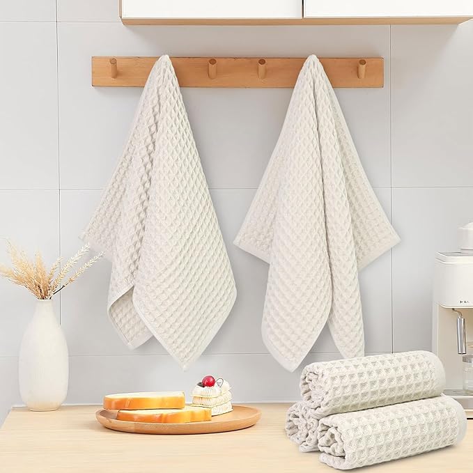Jacquotha Waffle Hand Towels 5-Piece – Cotton, Quick Dry, Lint Free, 13” x 29”