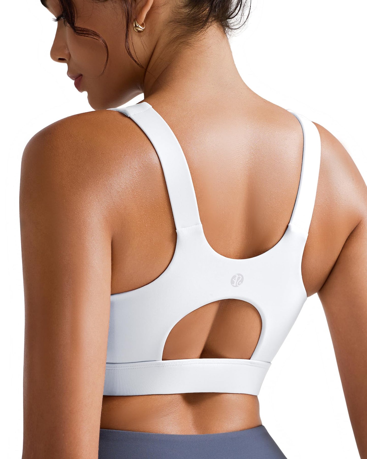 RUNNING GIRL Sports Bras for Women,Scoop Neck Racerback White Sports Bra Padded Medium Support Workout Yoga Bra(WX3139 White XXL)