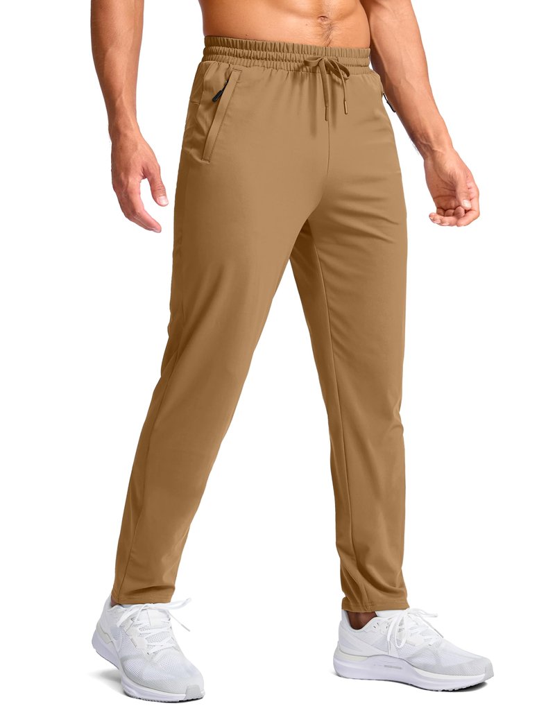 Pudolla Extra Long Sweatpants for Men with Zipper Pockets Men Tall Sweatpants for Athletic,Workout,Running（Dark_Khaki 36-L