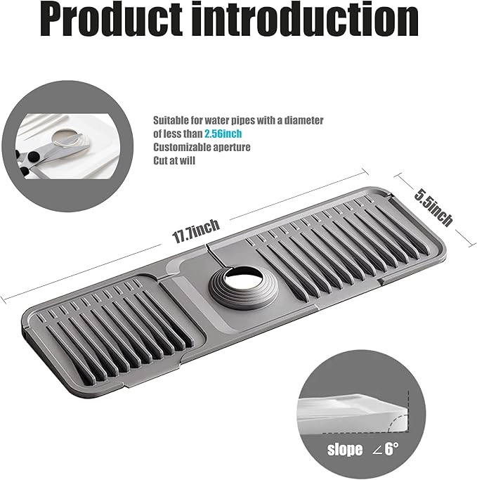 STARGAZ Silicone Faucet Mat for Kitchen Sink, Faucet Draining Mat, Sink Back