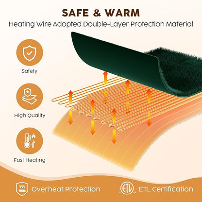 HYLEORY Heated Electric Blanket Full 72"x84" Soft Fleece & Flannel with 5 Heating Levels & 10 Hours Timer Auto Shutt Off, ETL Certified, Washable，Heated Blanket for Body-Dark Green