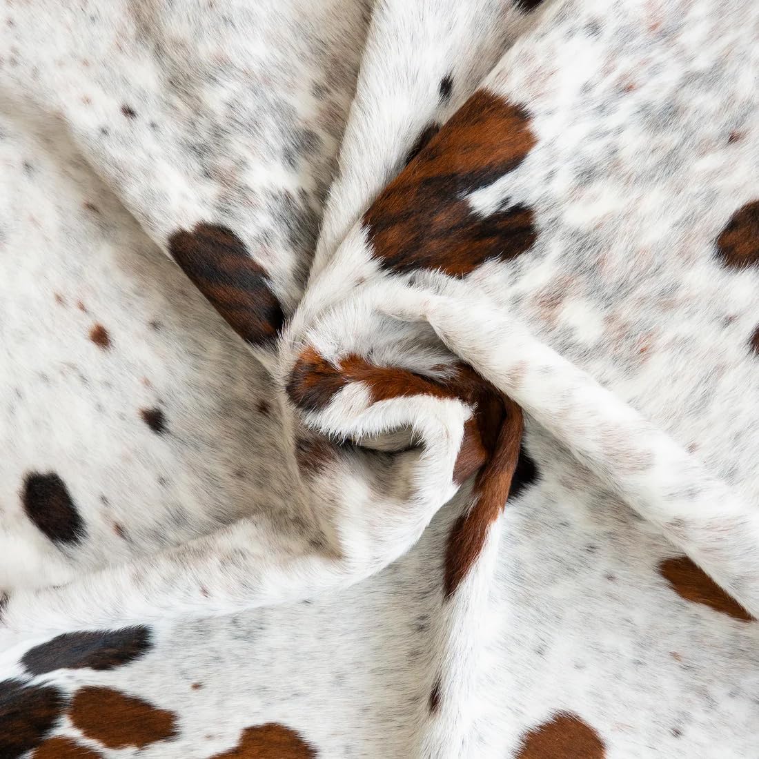 Ecowhides 100% Genuine Brazilian Cowhide Rug - Tricolor White - Luxury Cowskin Cow Hide Leather Area Rug Home Decor (X-Large) 7 x 6 ft