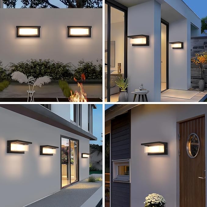 Exterior Wall Lighting,15%-100% Dimmable Indoor Wall Light Fixtures,3000K/4000K/6500K Adjustable,24W Outdoor Porch Light,Waterproof Outdoor Modern Wall Sconce Lights,2160LM Indoor Wall Sconce 4 Pack