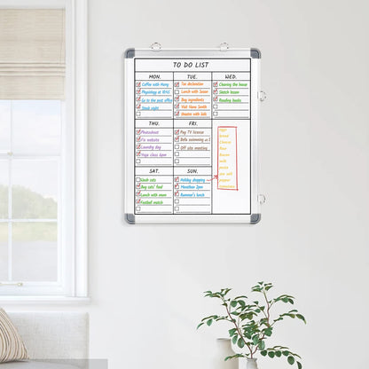 LUCYCAZ Weekly Dry Erase Board, 16" x 12" Magnetic Dry Erase Board for Wall, Hanging Double-Sided to Do List Whiteboard, Small Weekly Planning Board for School, Home, Office