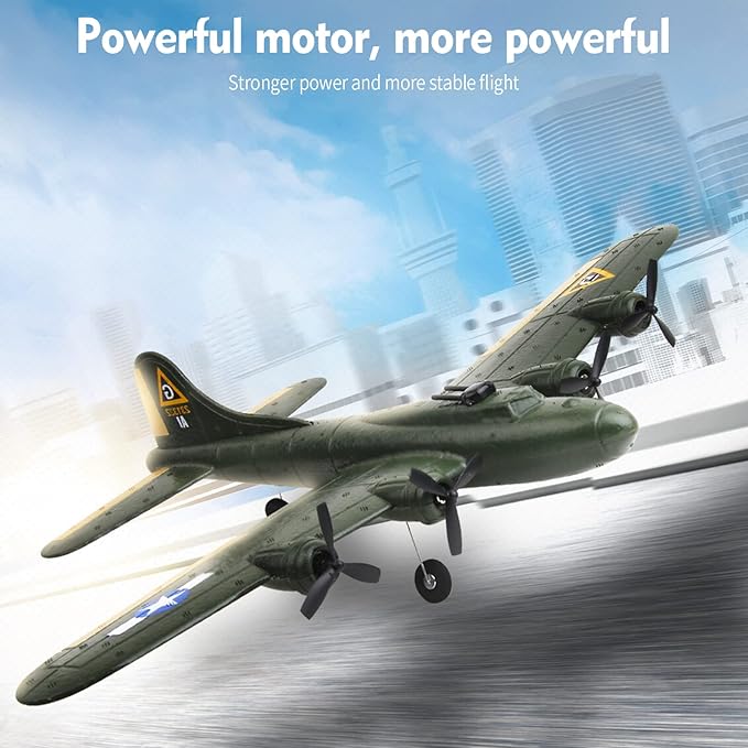 Goolsky FX817 RC Airplane B-17 Bomber Model 2 Channel RC Plane 2.4Ghz Remote Control Airplane Ready to Fly Foam Glider Fixed Wing Aircraft Flight Toys for Beginners and Adults