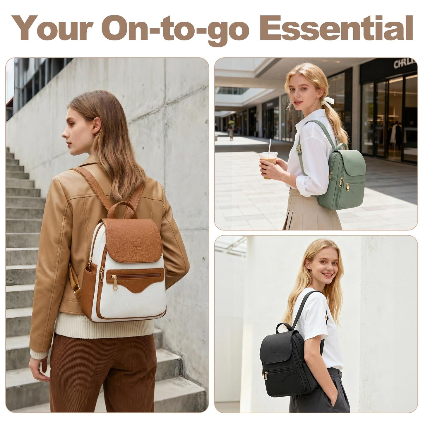 SYTRAH Mini Backpack Purse for Women, Causal Small Backpack with Built-in RFID Wallet & 11" Tablet Sleeve, Stylish Travel Daypack for Daily Brown