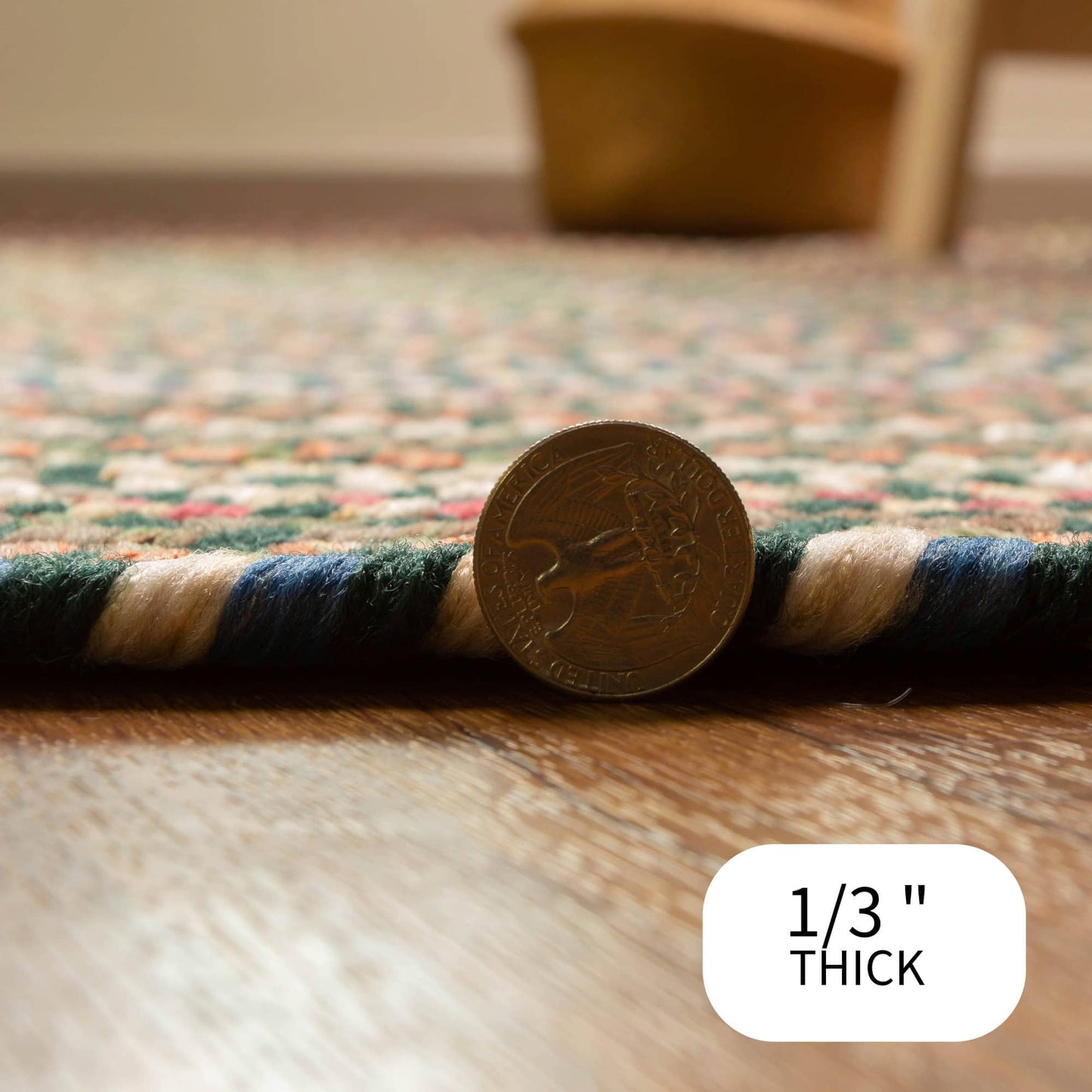 Spruce Green/Multi Braided Rug - 6' Round Rugs for Living Room and Dining Room Table - Vibrant Colors - Stain Hiding Material - Made in USA