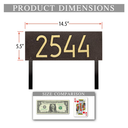Whitehall Personalized Cast Metal Lawn Mounted Address Sign - The Mid-Century Modern Rectangle Plaque. Made in the USA. Display your address Custom house number sign.