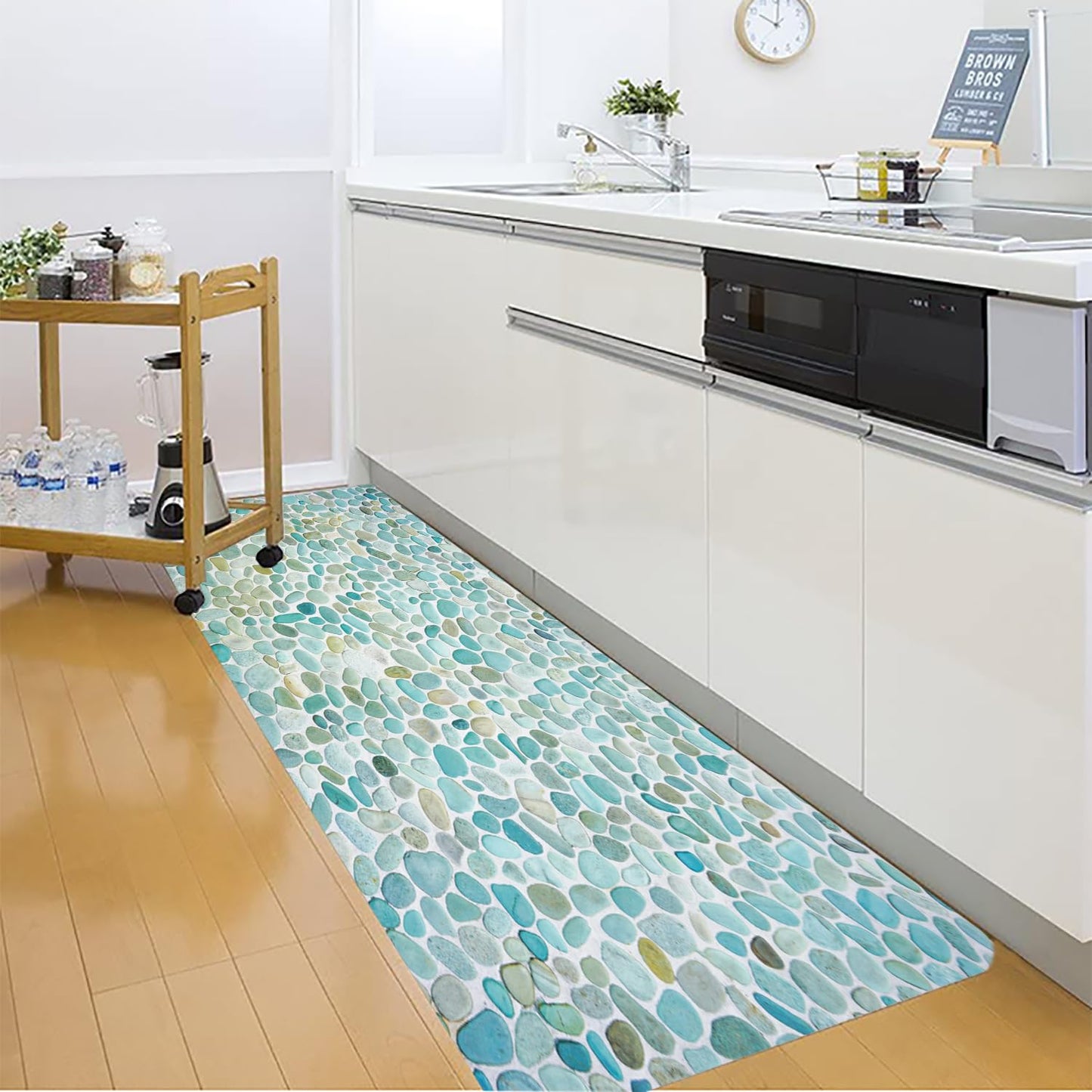 LYFANS Pebble Stone Memory Foam Bath Mat, Non-Slip Absorbent Flannel Bathroom Rug, Soft Quick Dry Shower Floor Mat for Tub, Kitchen, Bedroom (24"x59")