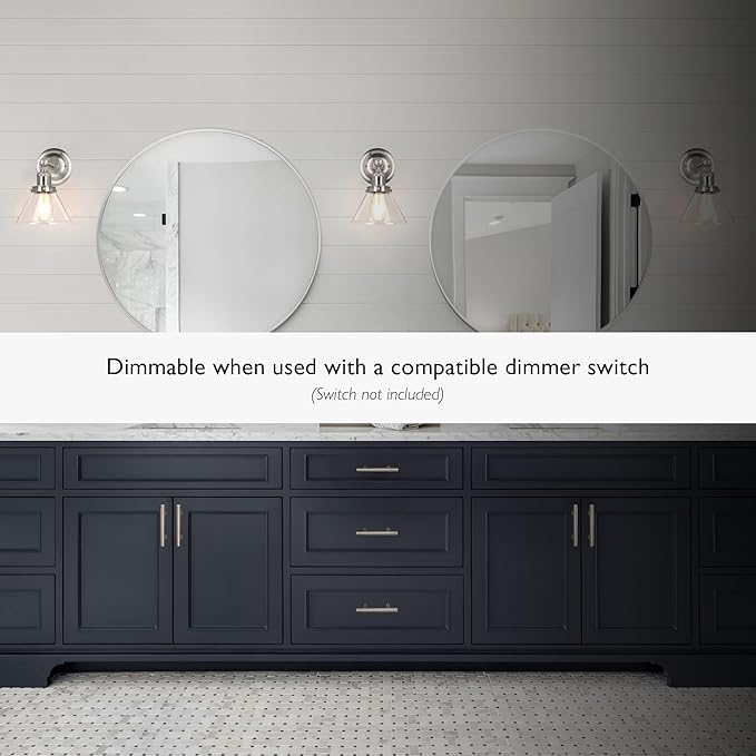 Design House Augustin Wall Sconce, 1-Light, Seeded Glass Warm Glow, Dimmable, Up/Down Glow, Easy Installation, E26 Socket, Satin Nickel, 7.9 in L x 8.5 in D x 11.1 in H, 589028-SN