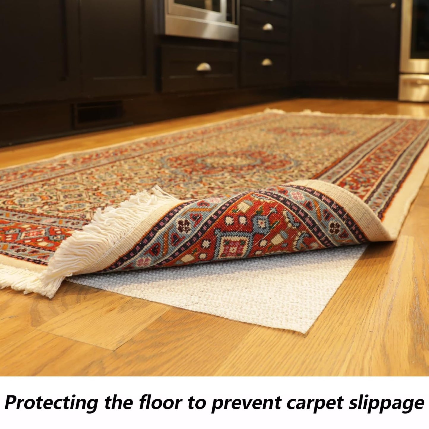 Non SlipGripper Pad for Hardwood Floors, Area Rug Pads for Tile Floor, Under Carpet Anti Skid Mat, Keep Your Rug Safe in Place,Can be Cut to Any Size (White, 79x55inch)