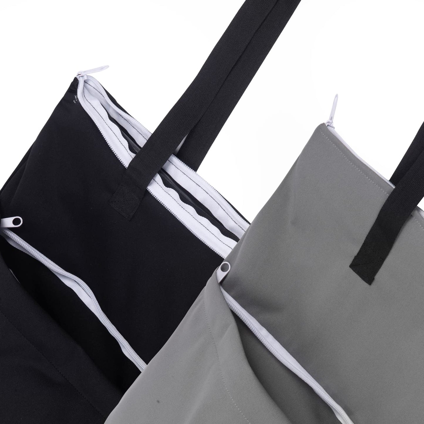 ALVABABY 2 Pack Large Wet Dry Bag Waterproof Hanging Cloth Diaper with Double Zippered Pockets 25x18 inches (Black and grey)