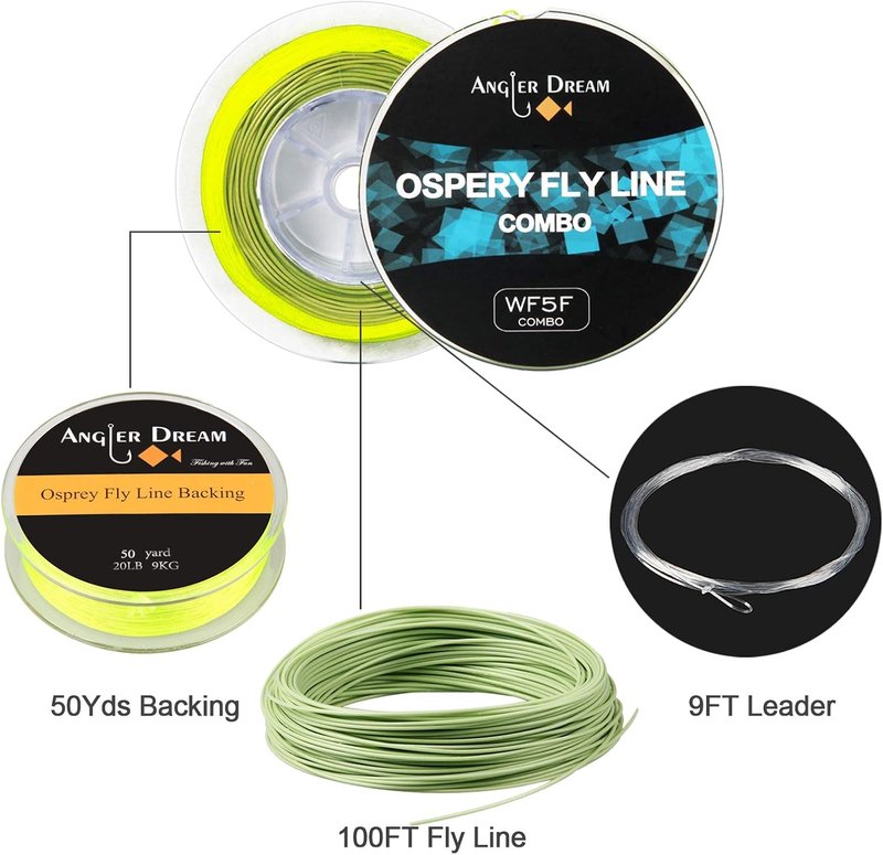 Fly Fishing Line Combo - 100FT Weight Forward with Braided Backing & Tapered Leader | Preloaded with Welded Loop