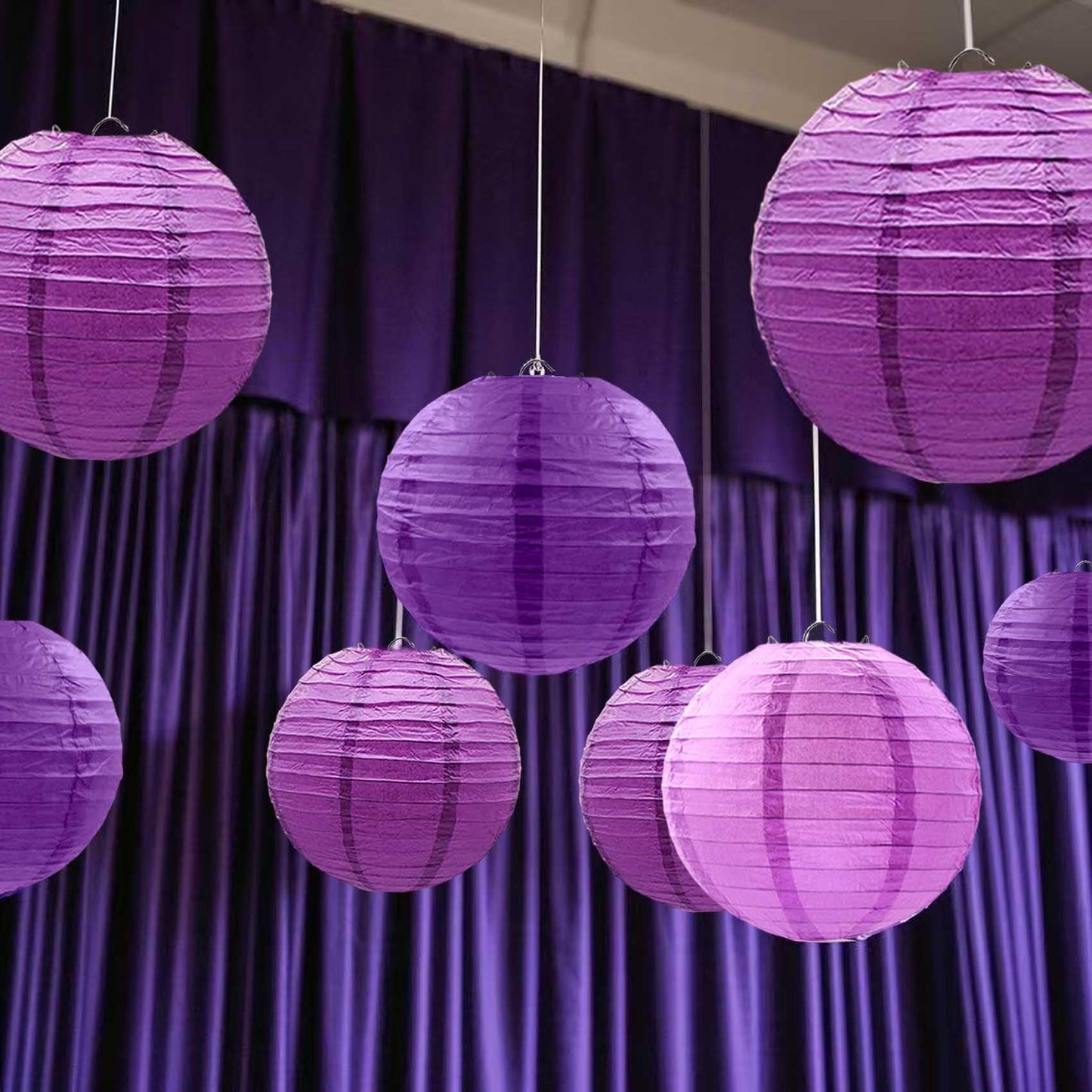KUNYYI Purple Paper Lanterns 12Pcs Hanging Lanterns for Birthday Party, Wedding, Home Decor, Baby Shower Festive Decoration