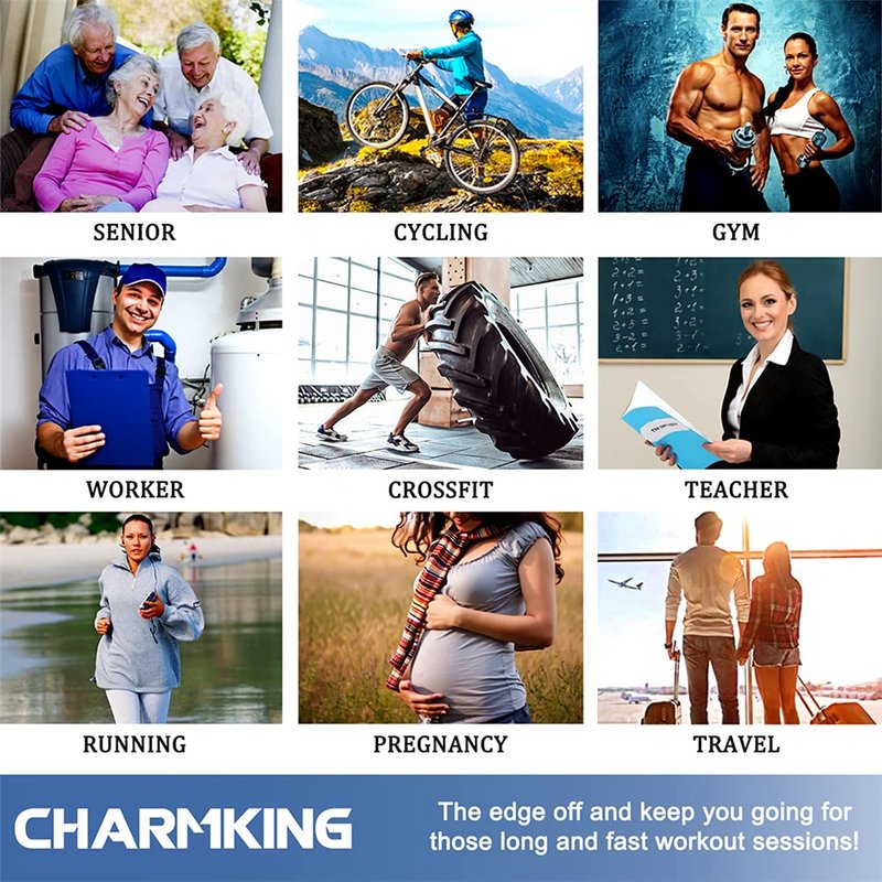 CHARMKING Compression Socks for Women & Men (8 Pairs) 15-20 mmHg Graduated Copper Support Calf Socks are Best for Pregnant, Nurses - Boost Performance, Circulation, Knee High Wide Calf(L/XL, White)