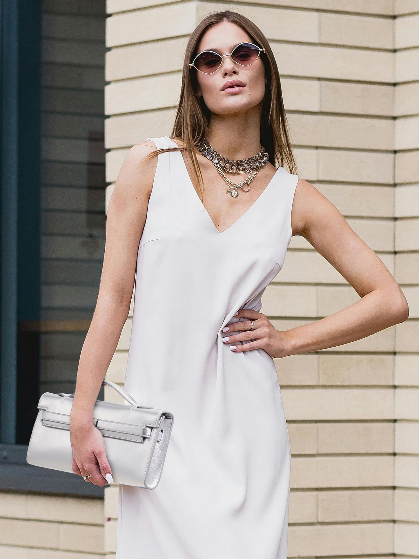 CHUNLI PU Leather Clutch Purses for Women, Trendy Ladies Top Handle Bag for Evening Work Business Daily Use