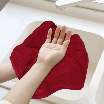 2-Piece Hand Towels for Bathroom in Red, Super Soft Decorative Hand Towel Set