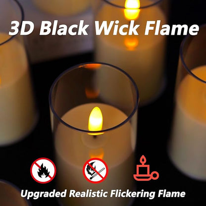 6 Pack Acrylic Flickering Flameless Candles with Remote, 2"X4" Candles Battery Operated, Flickering LED Warm Glow Tealight for Home Decor, with 4 Timers 100+Hours + 2 Lighting Modes, Included Battery