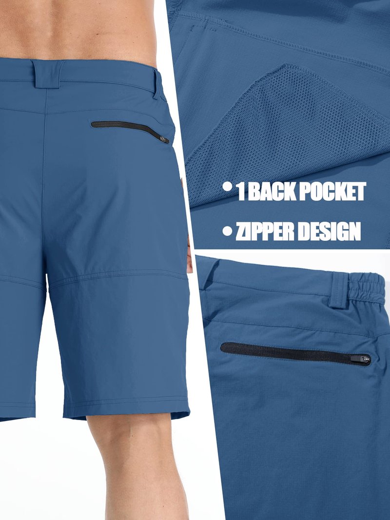 TACVASEN Mens Hiking Cargo Shorts Lightweight Quick Dry Summer Casual Dress Shorts with Zipper Pockets Golf Hiking Work Blue Grey 40