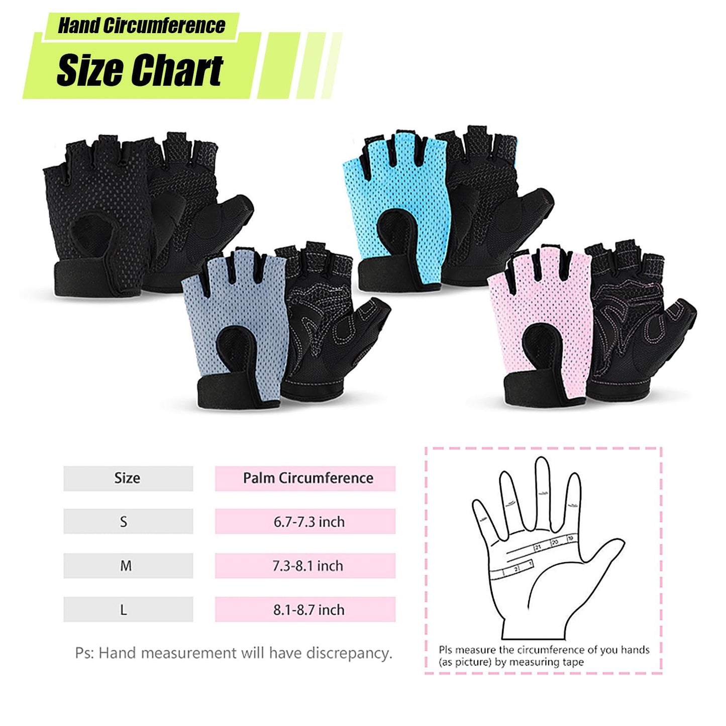 CINDALOG Weight Lifting Gloves Full Palm Protection, Workout Gloves for Gym, Cycling, Exercise, Breathable, Super Lightweight for Mens and Women (Black, Small)