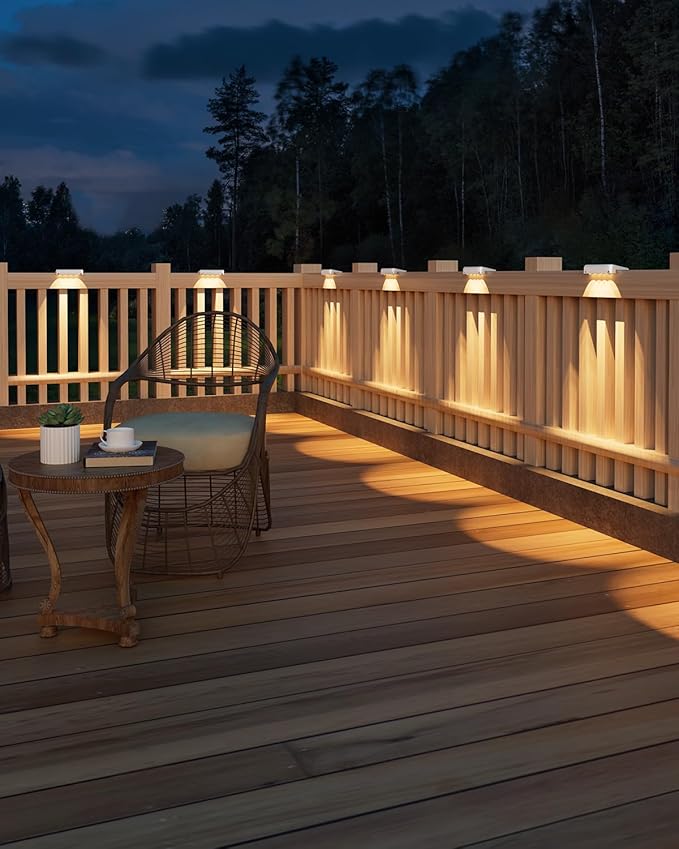 VOLISUN Solar Deck Lights 12 Pack, Warm White Glow LED Large Size Lamp, IP65 Waterproof Step Lights Outdoor for Deck, Step, Fence, Railing, Wall and Stairs (White)