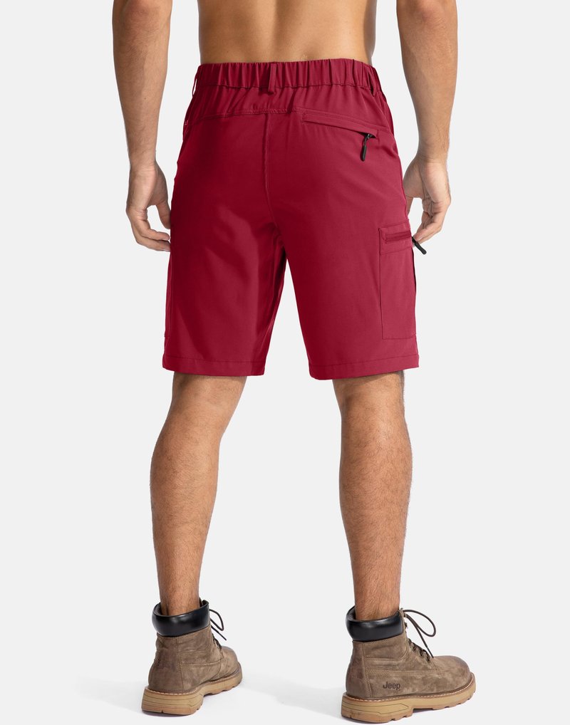 Pudolla Men's Hiking Cargo Shorts 9" Lightweight Outdoor Work Shorts for Men Travel Golf Camping Casual with 5 Zipper Pockets(Red XX-Large)