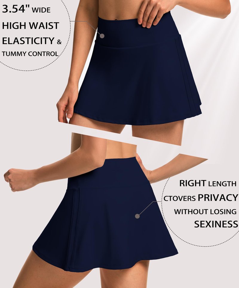 FULLSOFT Women's Tennis Golf Skirts with Pockets High Waisted Pleated Athletic Skorts Shorts for Pickleball Workout(White,Medium)