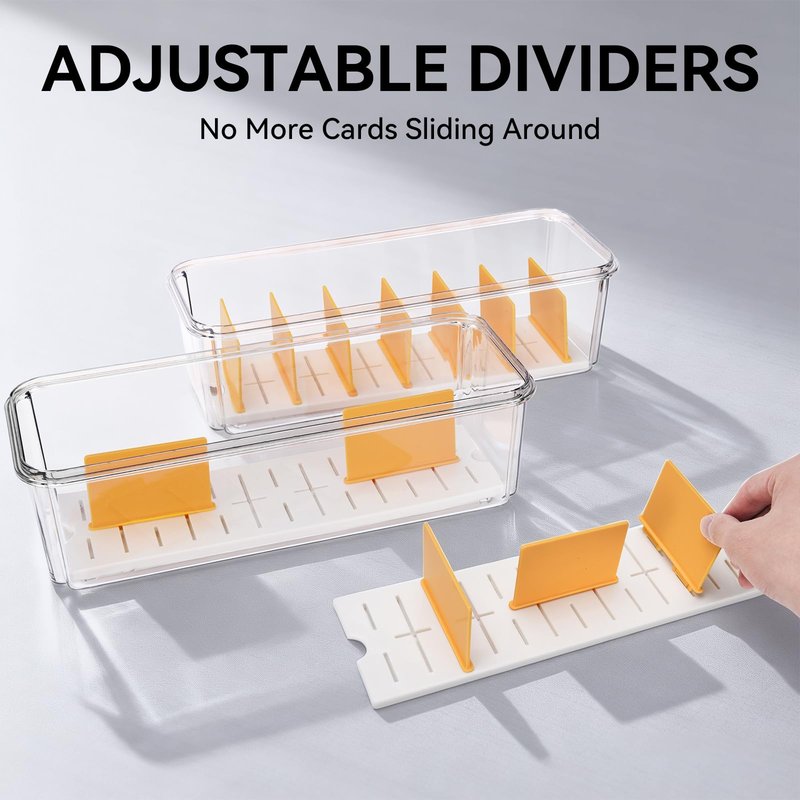 COAGOU 2 Pack Trading Card Storage Box with 14 Dividers, Holds 330 Toploaders or 1300 Cards, Sports Card Toploader Organizer, Plastic Card Holder for Baseball Cards