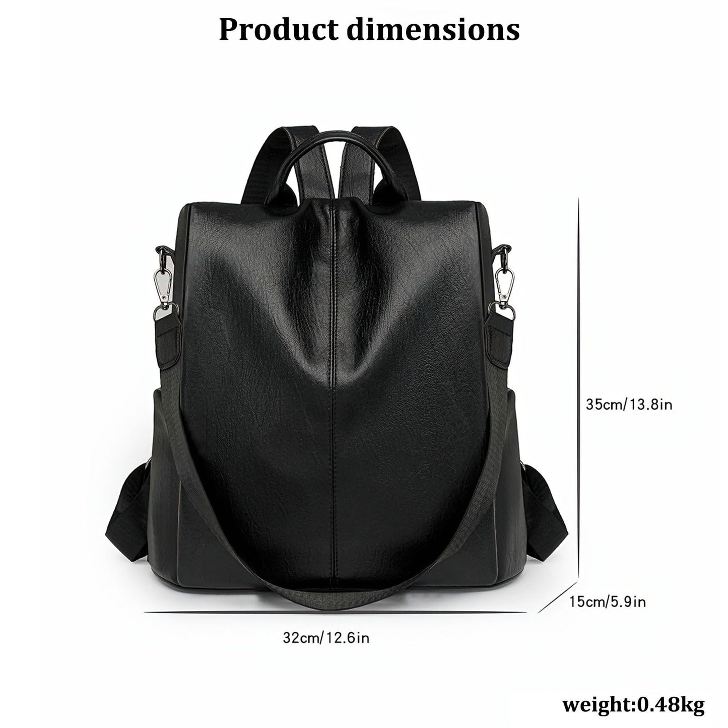 LY&SQ Women Anti-theft Backpack Purse, PU Leather Travel Rucksack Fashion Multipurpose Handbag Ladies Daily Work Shoulder Bags(Black)