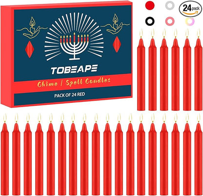 Tobeape Red Christmas Candles Set of 24, 4" Red Spell & Chime Candles, Unscented Mini Pyramid Taper Candle for Witchcraft, Wiccan Altar, Magic Tools, Rituals, Prayer, Meditation, Party Decoration