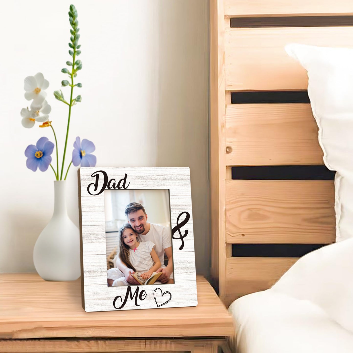 Beliran Dad Gifts Picture Frame 5x7, Daddy Daughter Photo Frame, Christmas Fathers Day Birthday Gifts for Daddy from Kids Son Daughter, Dad and Me Wooden Picture Photo Frames for Desk Home Room Decor