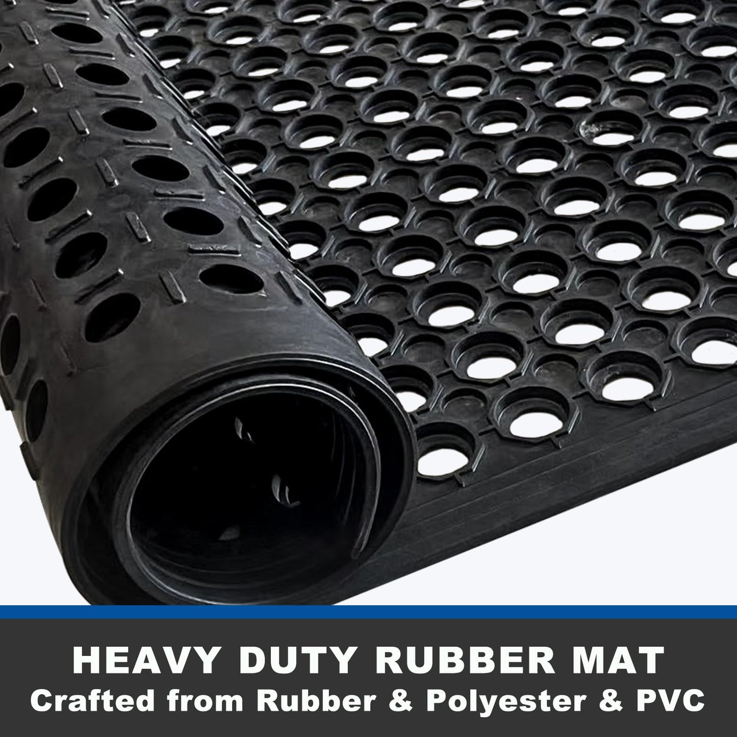 Halidec 60"x35" Outdoor Rubber Floor Mats Non-Slip Restaurant Mat Commercial Kitchen Heavy Duty Mat Drainage Mats for Outside Industral Pool Entrance Bar Wet Area