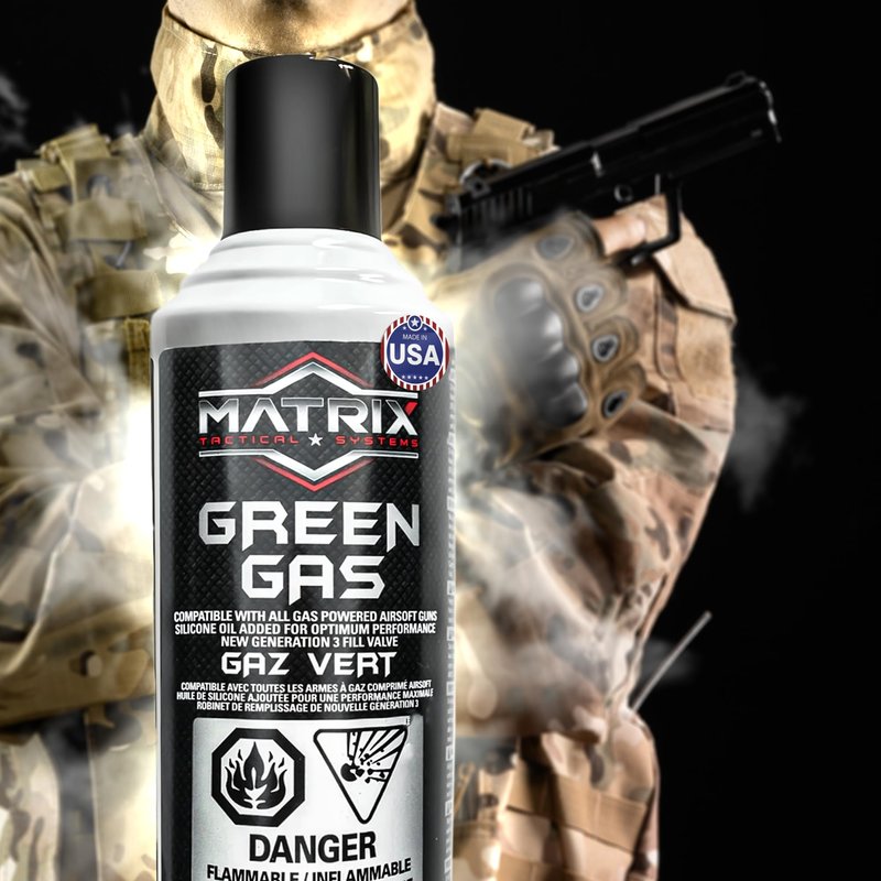 3Skull Matrix Green Gas for Airsoft BB Pistol Hand Gun Rifle, Clear - Pack of 2