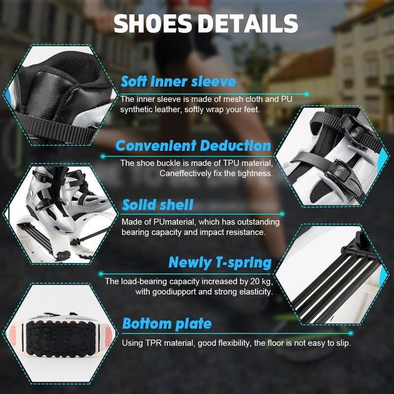 KPUKGJDK Kangaroo Jump Shoes for Women & Men – High Bounce Moon Shoes, Bouncy Jumping Boots for Exercise, Fitness, Weight Loss & Fun, Adjustable Fit, Low-Impact Rebounder Design(Black/White,X-Large)