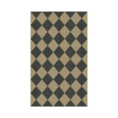 Lessymo Checkered 3x5 Outdoor Patio Rug, Washable Easy Jute Rugs for Entryway Indoor Outdoor Living Room Carpet, Farmhouse Non Slip Door Mat for Backyard Bedroom, Diamond Black/Beige