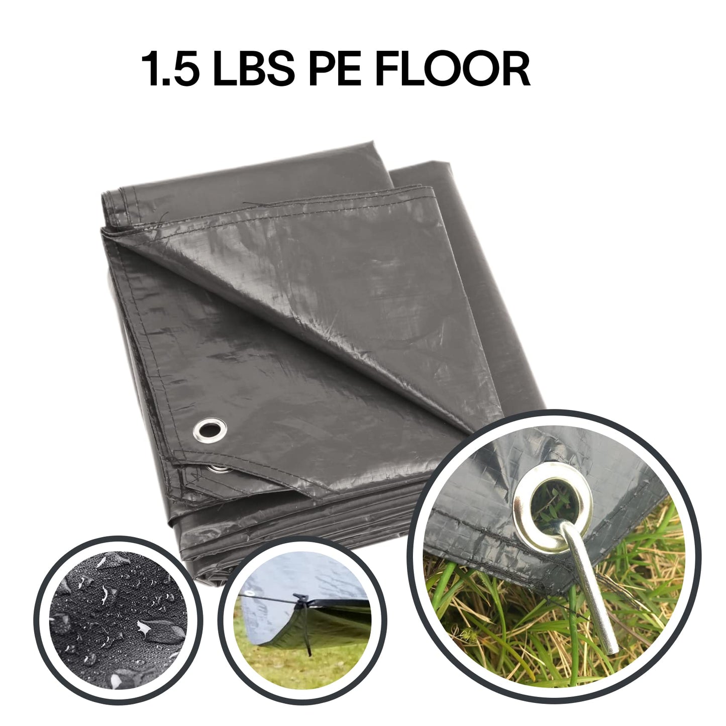 Alvantor Heavy Duty Tarp Waterproof 6'x6' Tarpaulin Ground Trailer with Rust Grommet Weather Resistant Cover Outdoor Camping 10 Mil Thick PE Floor Lightweight Mat