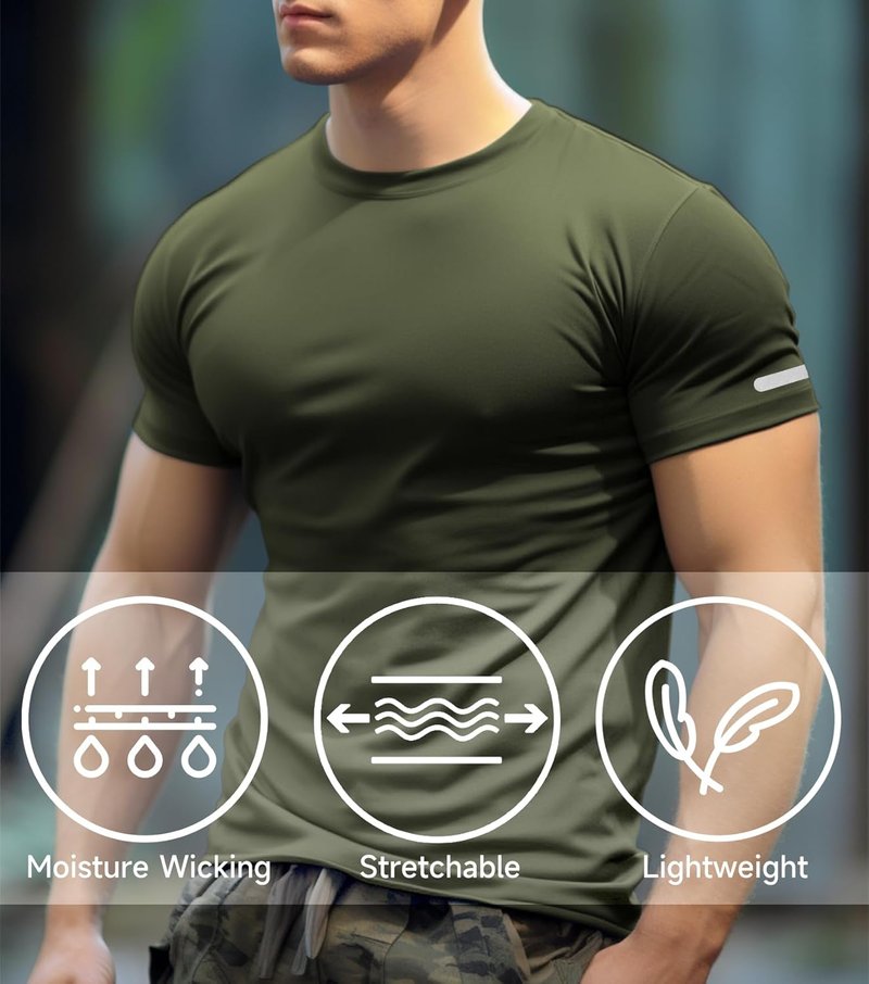 Men's Fitted Workout Shirts - Quick Dry Athletic T-Shirts for Running | Moisture-Wicking Gym Tees