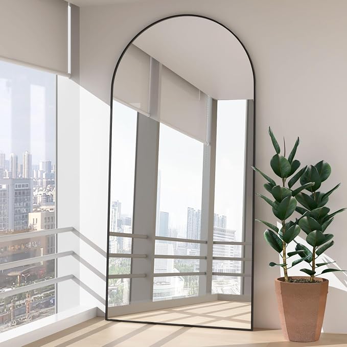Arch Full Length Mirror Arched Floor Mirror 76"x34" with Stand Large Wall Mirrors Full Body Mirror Black Standing Hanging or Leaning Against Wall for Bedroom Entry, Bedroom, Living Room