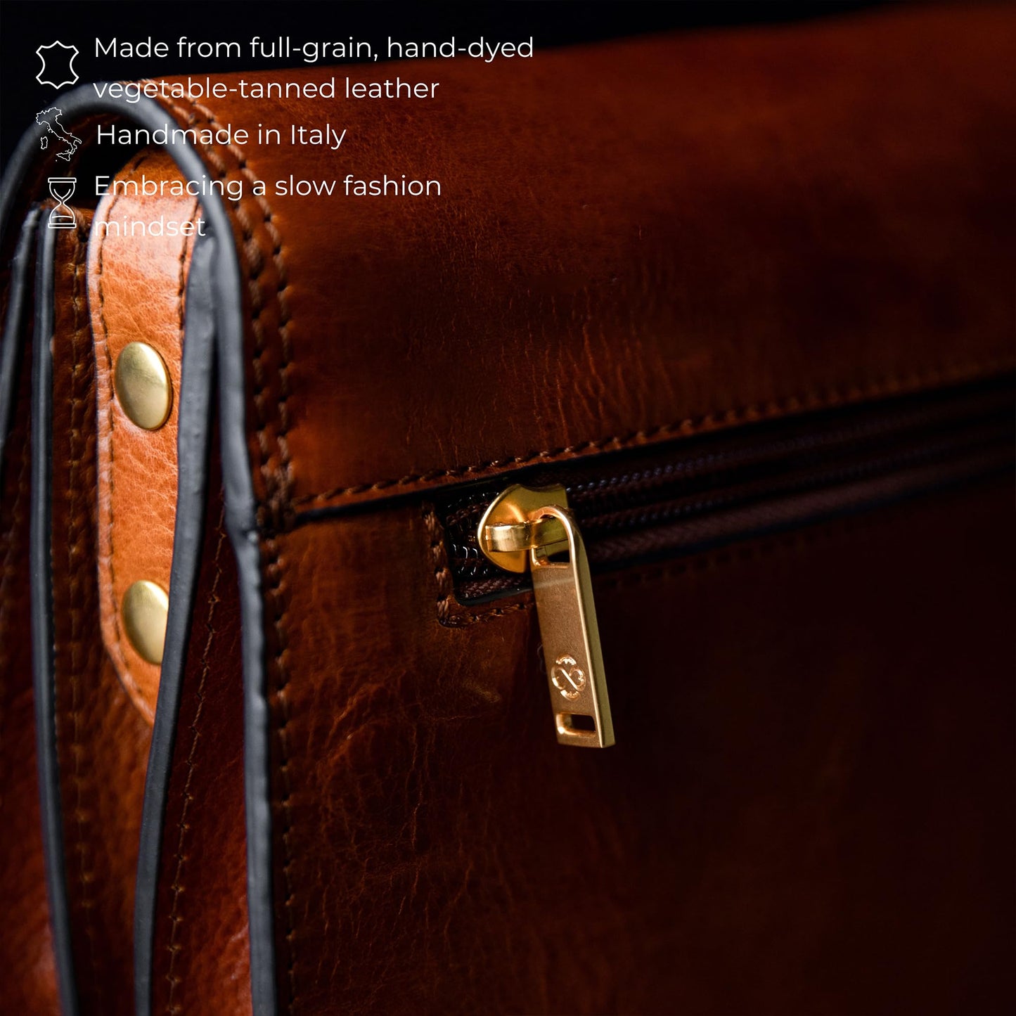 Time Resistance Leather Crossbody Bag for Women - Shoulder Messenger Purse (Cognac Brown) - Gift Box Included