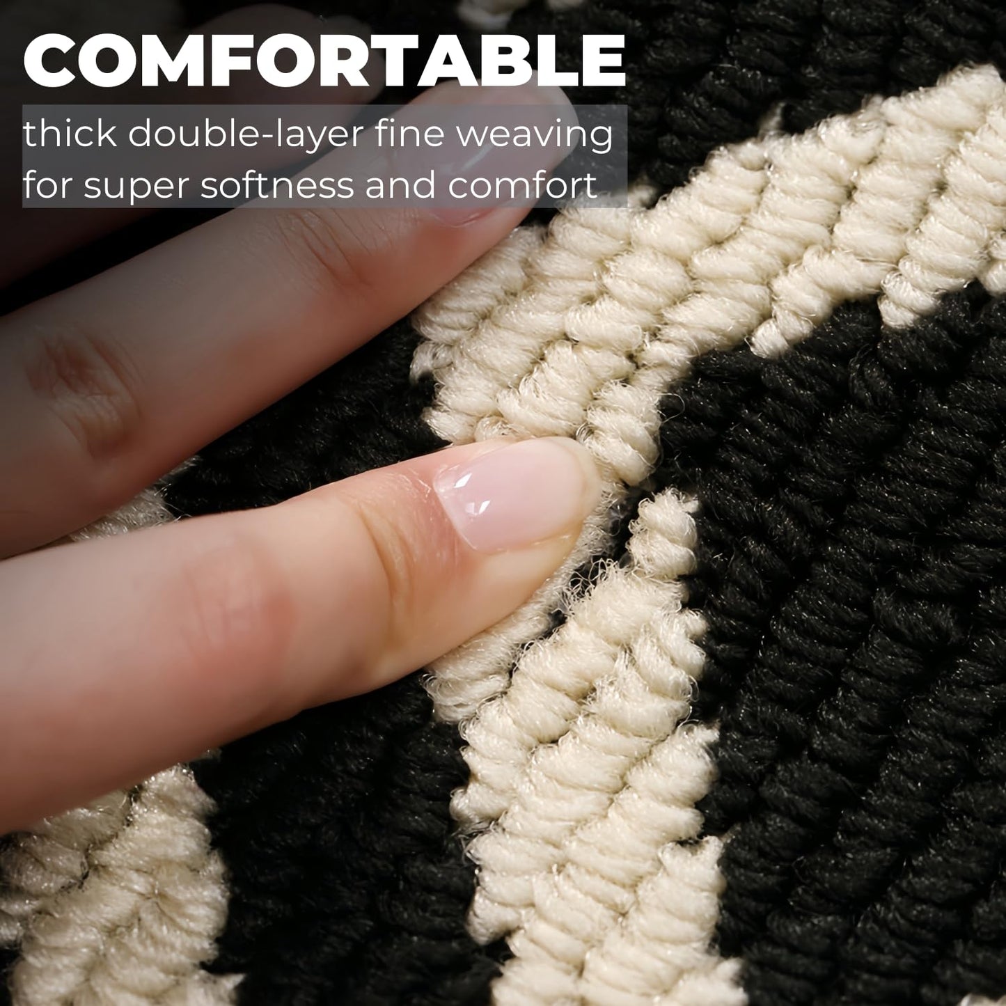 GIB Kitchen Rugs Mats for Floor Set of 2, Non Slip/Skid Kitchen Runner Rugs, Super Absorbent Machine Washable Soft Standing Mats for Kitchen Decor Laundry Sink, Black Cream Checkered