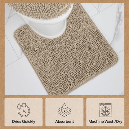 GORILLA GRIP Bathroom Rug Sets, Soft Chenille 2 Piece Area Rugs Set, Toilet Base Mat and 30x20 Carpet, Absorbent Microfiber Washable Mats Dry Quickly, Home Décor and Bath Room Accessories, Gray Beige