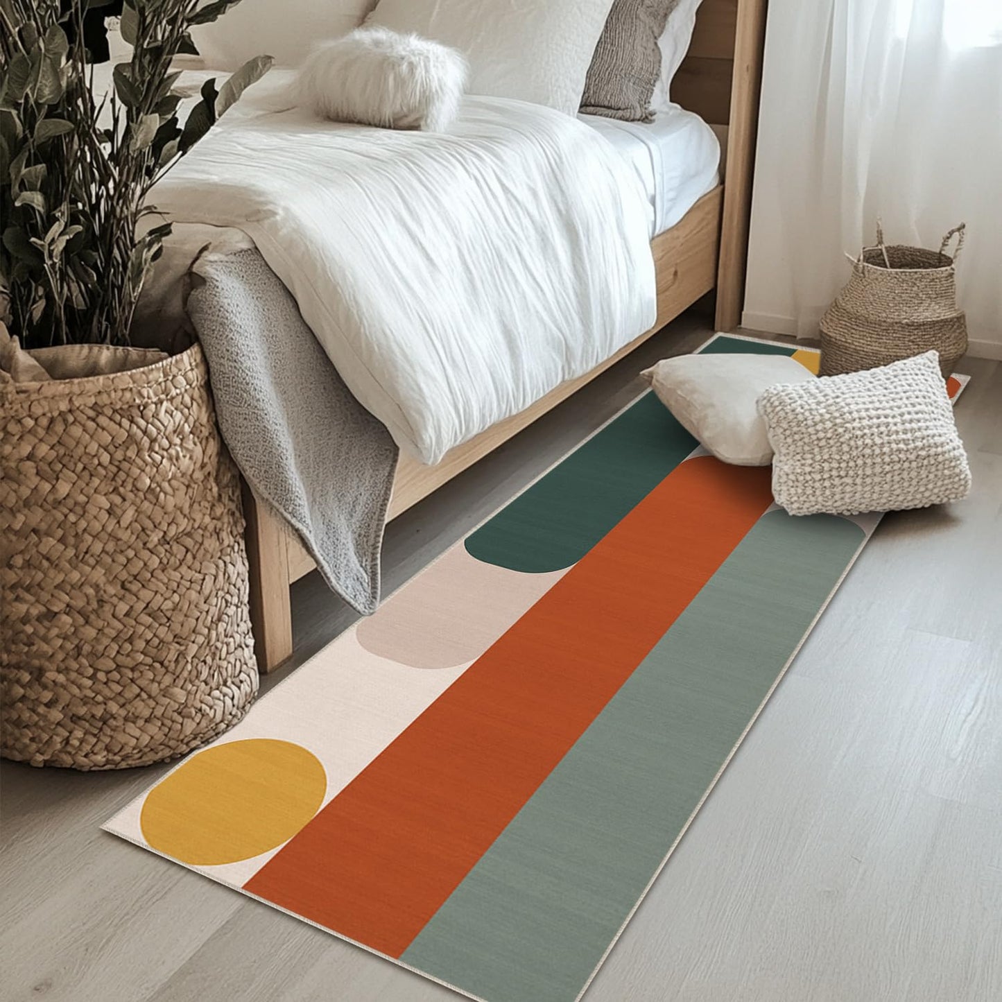 Cryvera 2x6 Boho Colorful Geometric Runner Rug for Kitchen Entryway Hallway Bohemian Abstract Modern Area Rug Machine Washable Non-Slip Carpet for Bedroom Bathroom Bedside Entrance
