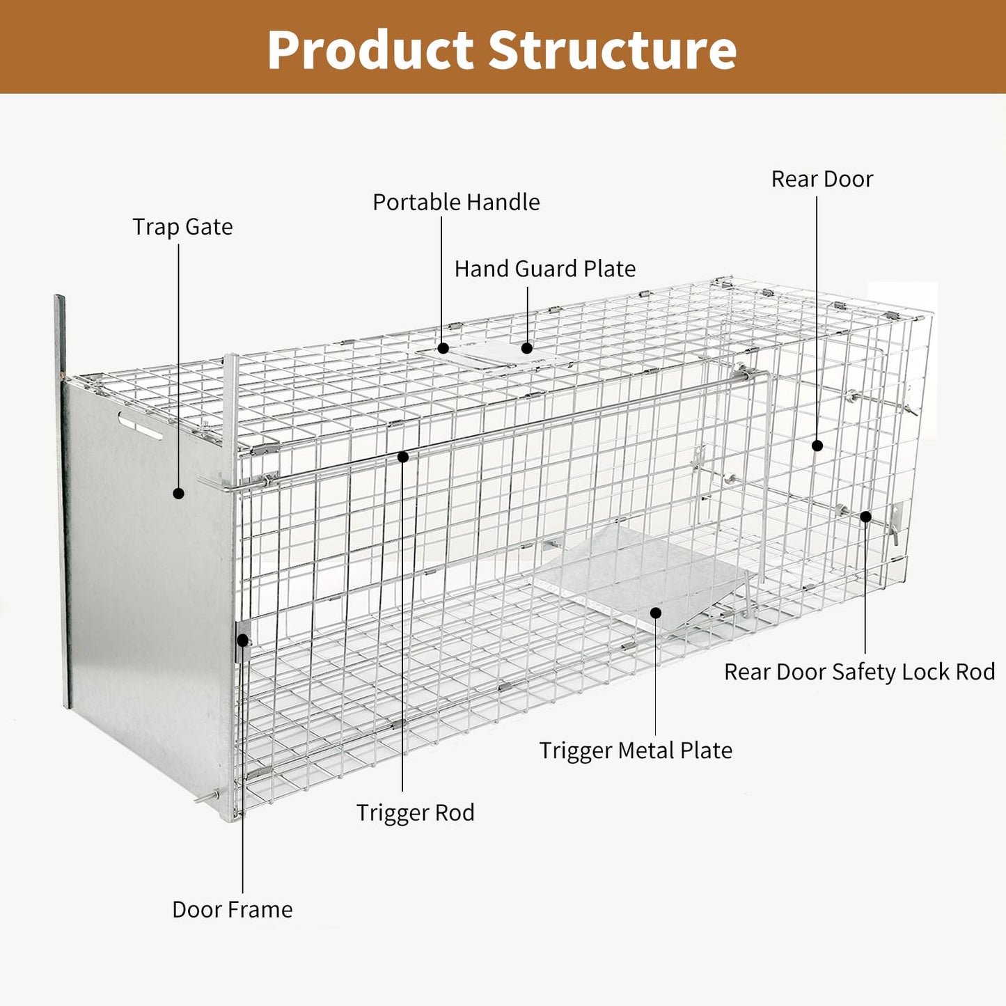 57” Collapsible Large Live Animal Trap, Easy to Set and Release Live Animal Traps for Dogs, Foxes, Coyotes, Bobcats and Other similarly Sized Animals up to 55 lbs