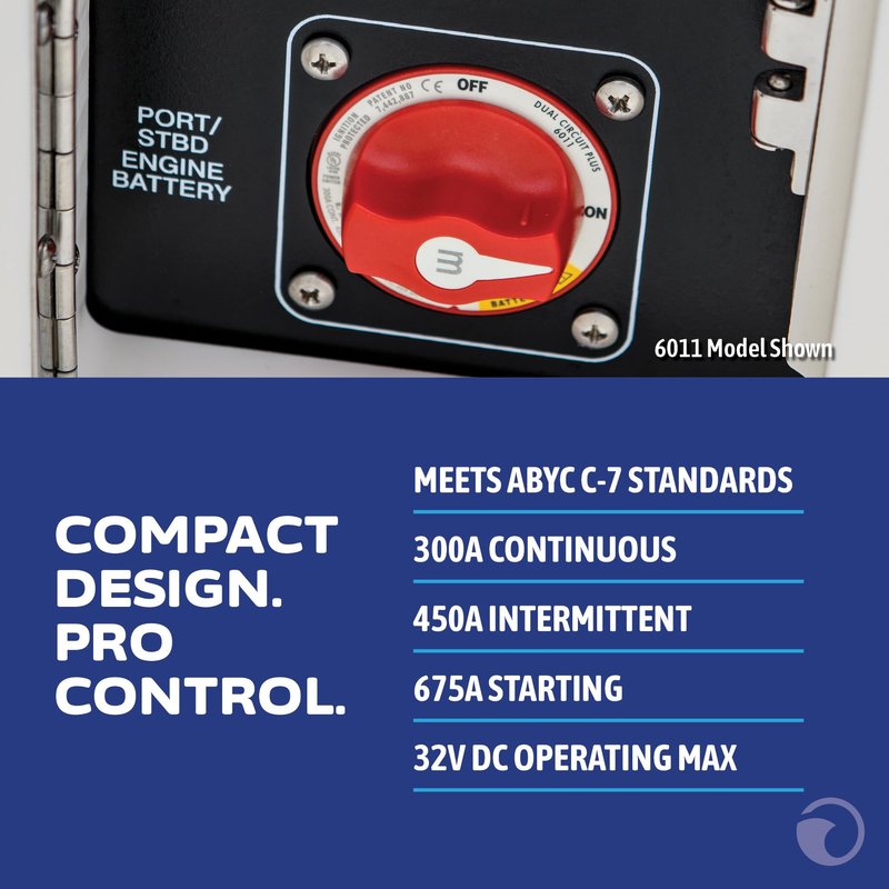 Blue Sea Systems Mini Dual Circuit Battery Switch, Red, 6010 m‑Series