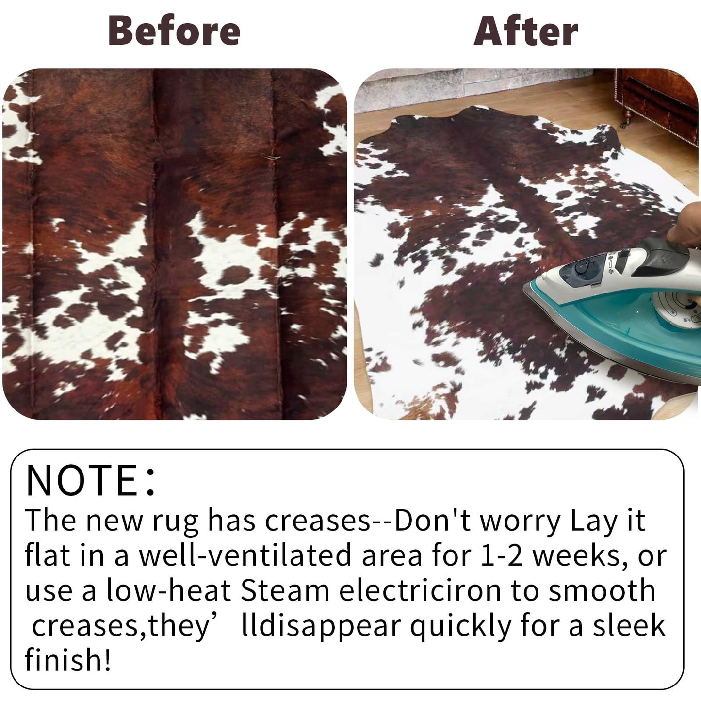 Cow Hide Rug Faux Cowhide Rug 4.6x5.2 ft Small Cow Print Cow Rugs for Bedroom Living Room Dining Room Western Decor Brown Animal Print Non Slip Area Carpet