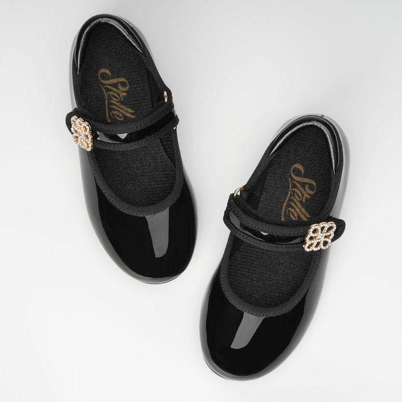 Stelle Girls Tap Shoes Boys Buckle PU Leather Dance Shoes(Toddler/Little Kid/Big Kid) (SD08-Black,9MT)