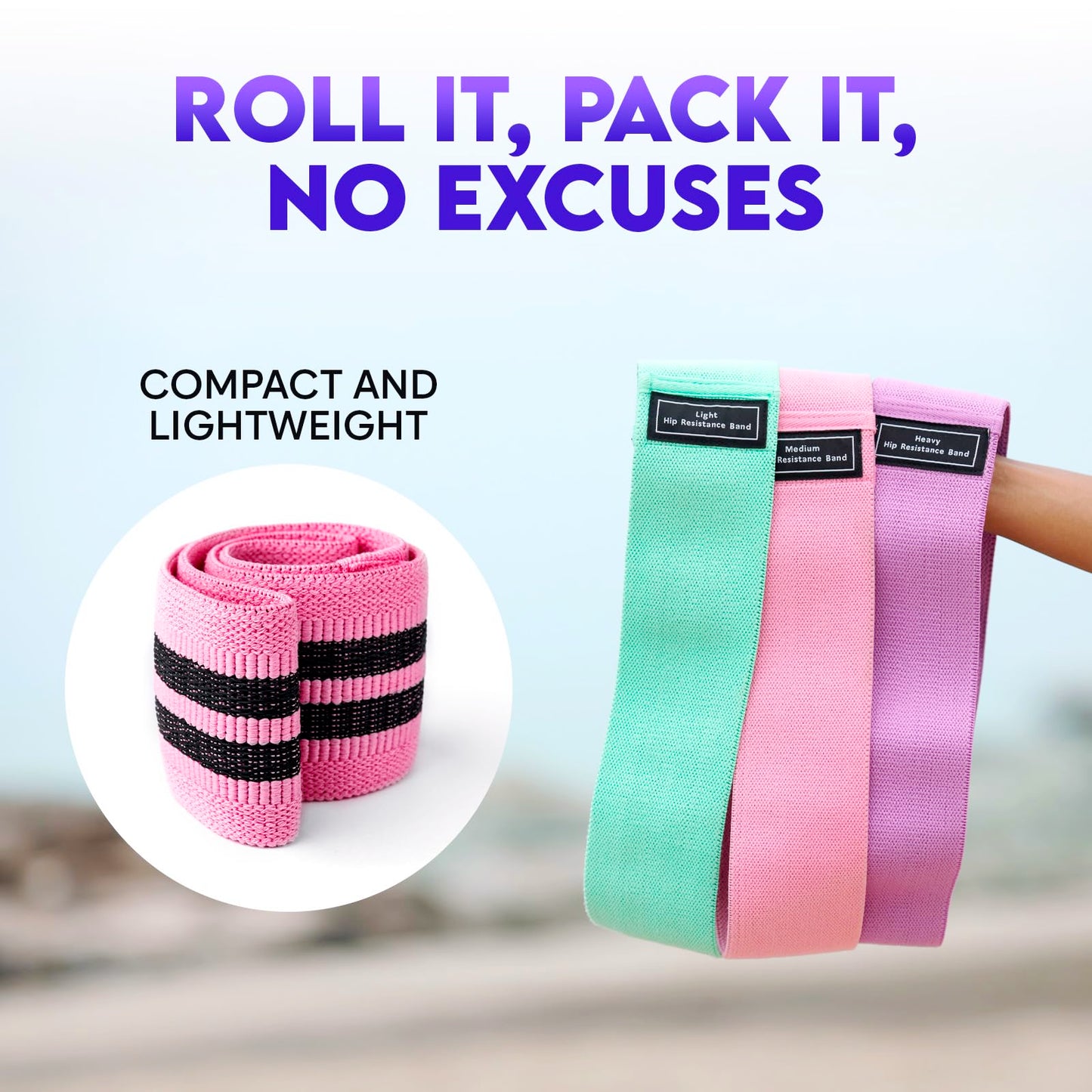 Wide Fabric Resistance Bands for Working Out | 3 Strength Level Non-Slip Exercise Booty Bands for Women & Men | Comes with a Bag and Tape Measure | for Gym, Yoga, Pilates
