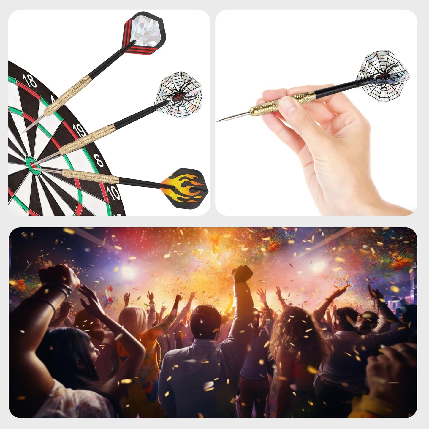 MaxMau 18 pcs Steel Tip Darts Set for Dartboard Metal Point Laser Dart Flights